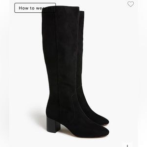 J. Crew Knee-high heeled boots - black suede brand new
